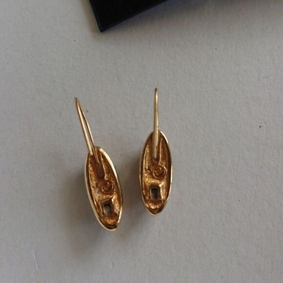 Swarovski dangle gold and black tone earrings - Picture 2 of 4